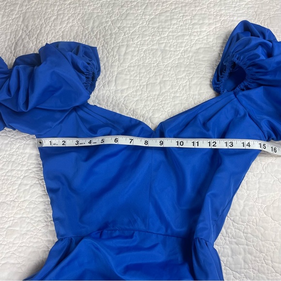 🔥Vintage ILGWU 1980s Blue Gown Ruffled Tiered Mermaid Dress Women Size 4 - Picture 13 of 17